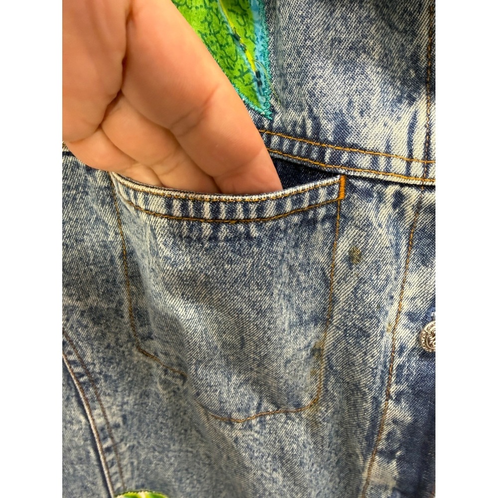 Mirasol Woman Acid Wash Denim Jacket Floral Embroidered Sequin LDMJ0006 Blue 2X - Picture 9 of 16